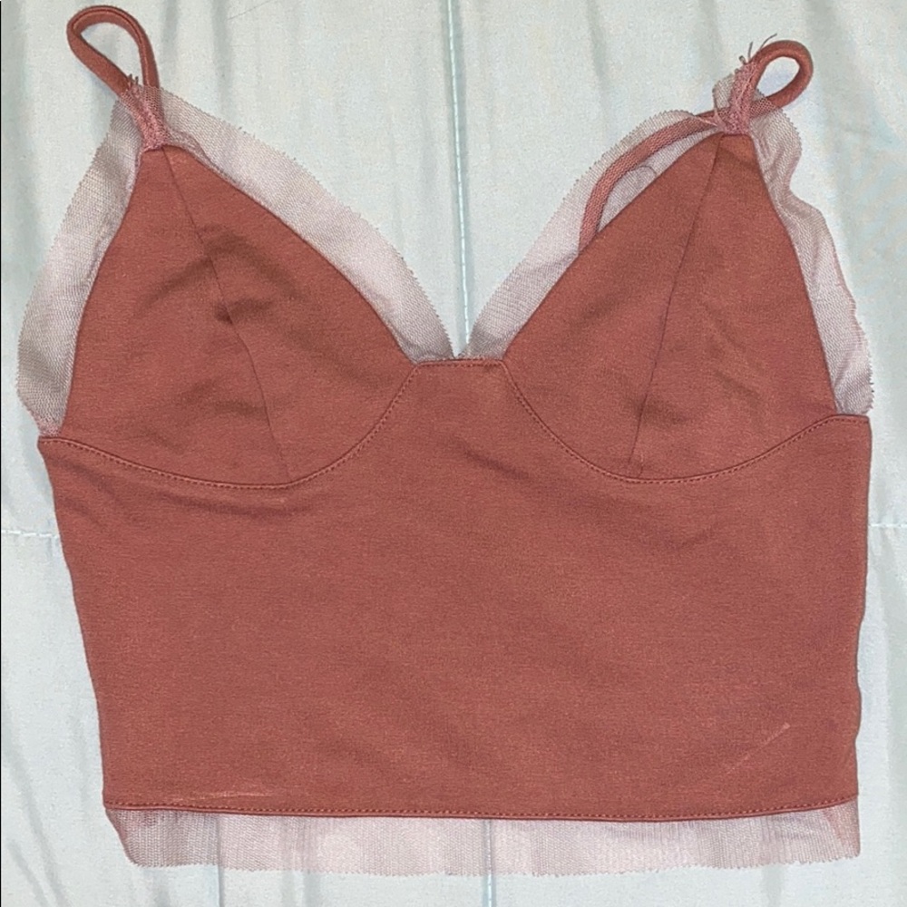 Silence+Noise dusty rose spaghetti strap crop top